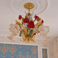 european style idyllic living room chandelier art chandelier wrought iron festive lantern flower lamp korean bedroom chandelier