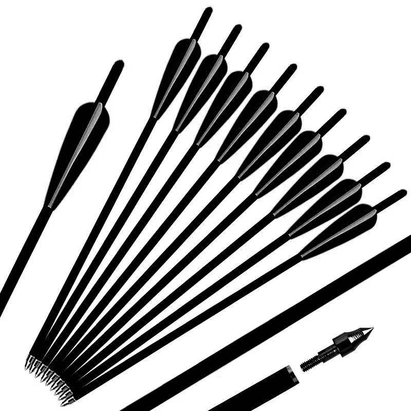 

12pcs Archery Crossbow Carbon Arrows 13.5/16/17/18/20/22 Inches Spine400 Arrow bolts for Crossbow Archery Shooting Spin 400