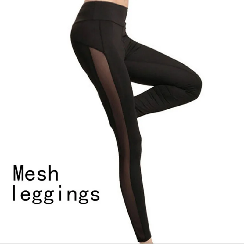 

Fashion Quick Dry Women Pants Sexy Side Mesh Patchwork Ladies Pants Sexy Slim Elastic Fitness Pants For Female