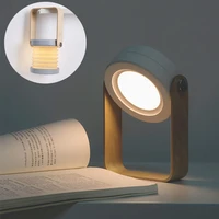 usb charging desk lamp foldable portable wood night lights handle lantern telescopic folding led light for read room nightstand