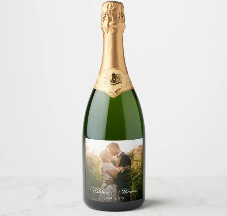 Пользовательские фото свадебные этикетки для бутылок шампанского наклейки на