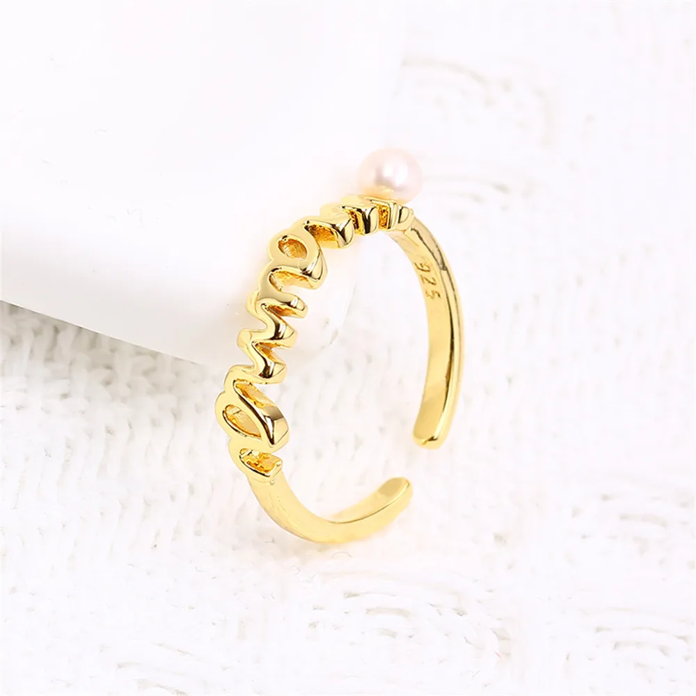

14k gold plating color preserving pearl empty bracket mama ring opening adjustment DIY accessories simple female