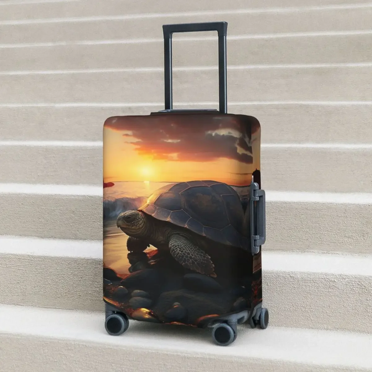 

Turtle Illustration Nature Suitcase Cover Ocean Animal Beach Summer Strectch Cruise Trip Protector Luggage Accesories Vacation
