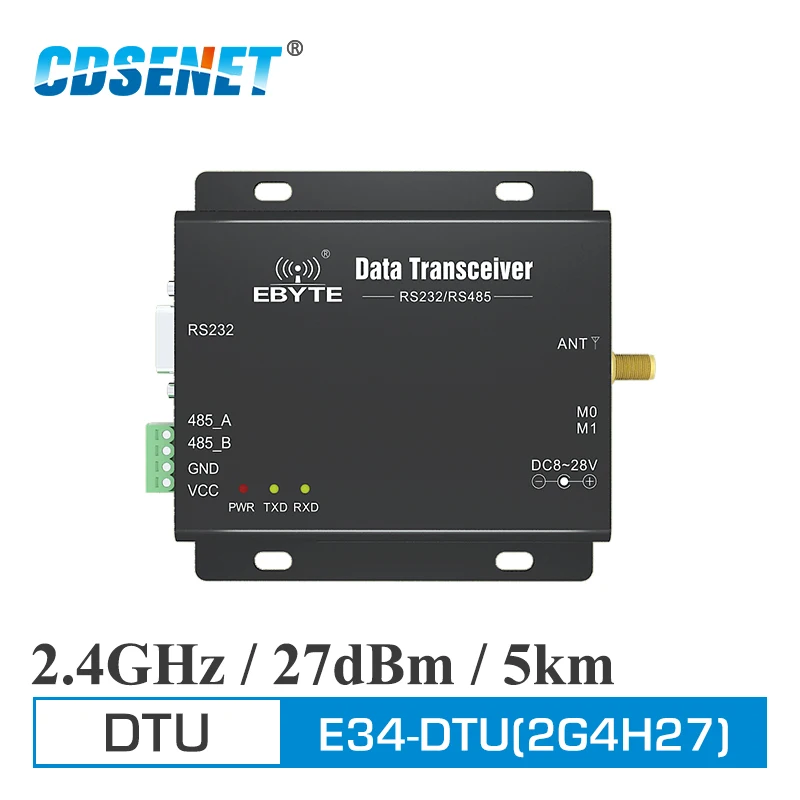 nRF24L01+ 2.4Ghz 27dBm 5Km Range RS232 RS485 Wireless Lora Modem Data Transceiver 250k~2Mkbps Frequency Hopping E34-DTU(2G4H27)