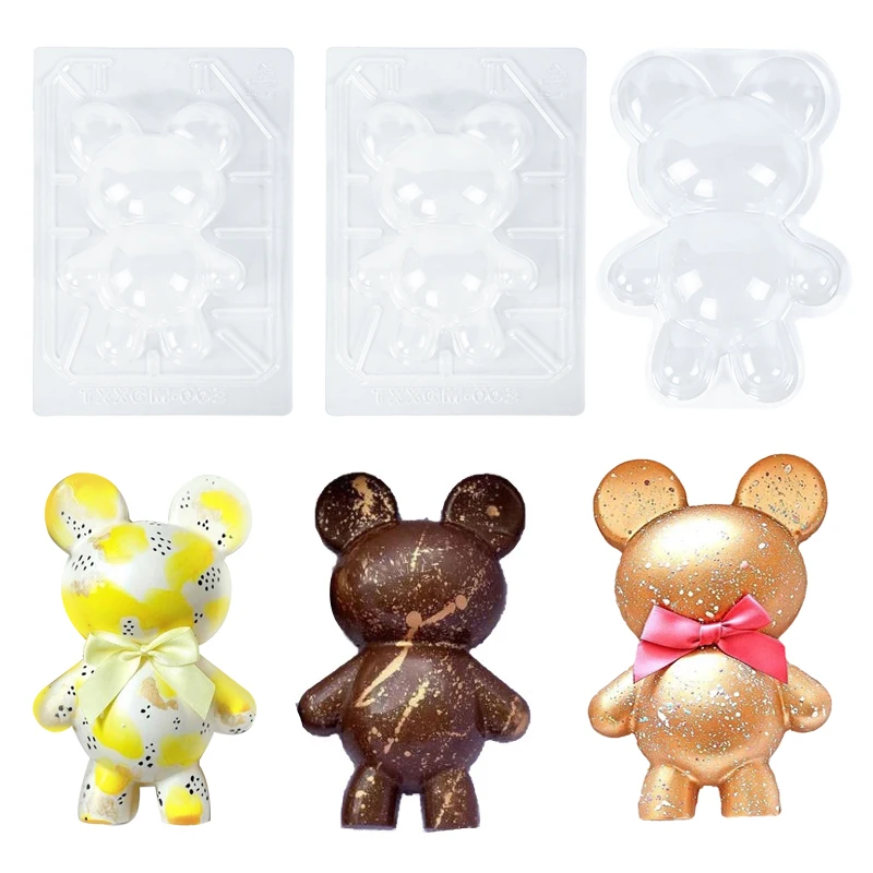 

3pcs/set Teddy Bear Chocolate Fondant Plastic Mould Design DIY Handcrafted Cake Making Wedding Birthday Party Dessert Decorating