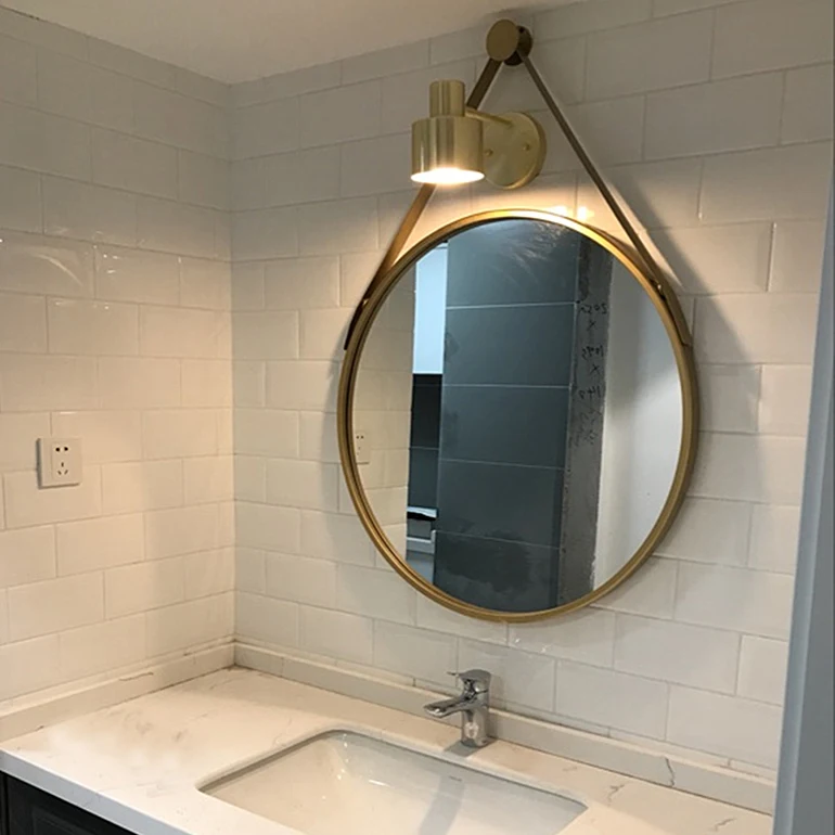 

Bathroom Mirror Makeup Home Decorations Elegant Bathroom Mirror Round Glass Gold Nordic Oval Specchio Bagno Bathroom Hardware