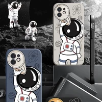 phone case for iphone 11 13 mini 12 pro xs max xr x 8 7 plus cute astronaut colour liquid silicon soft bumper back cover funda