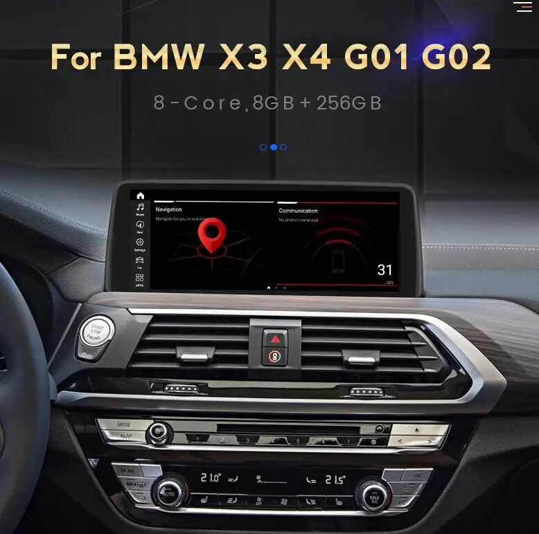 For BMW X3 X4 G01 G02 Android 11 GPS Navigation Media Stereo Radio with EVO 2018 2019 2020 2021 2022