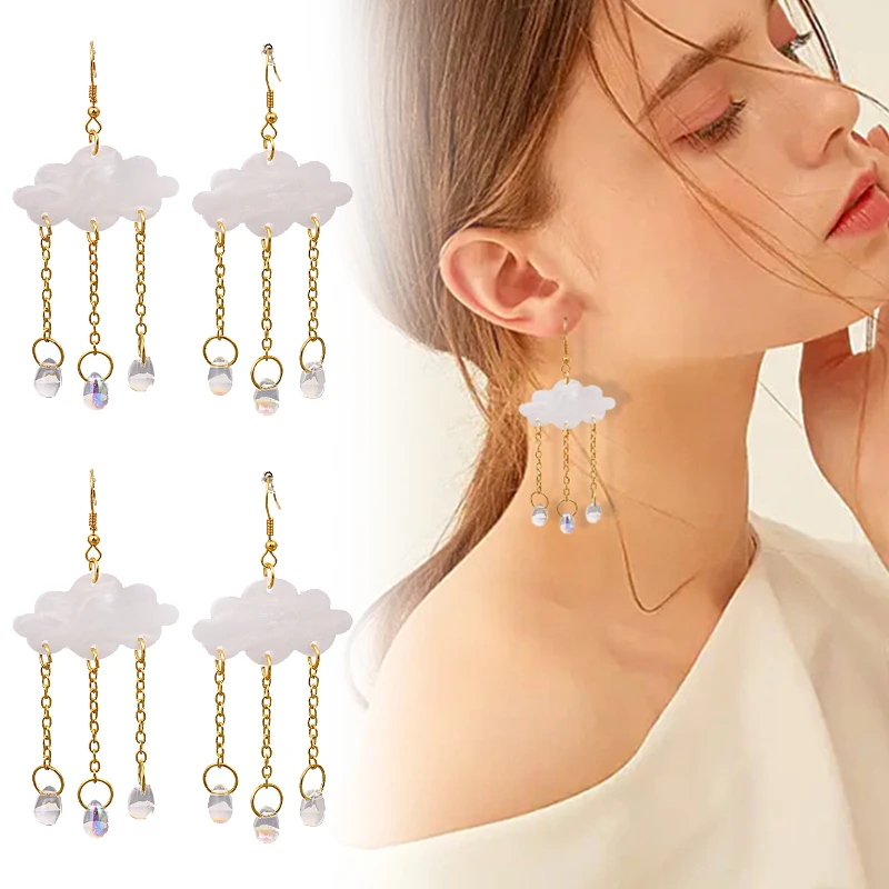 

Raindrop Cloud Tassel Dangle Earrings Women Resin Creative ​ Fashion Lovely Gift Pendant Anniversary Party Jewelry Accessories