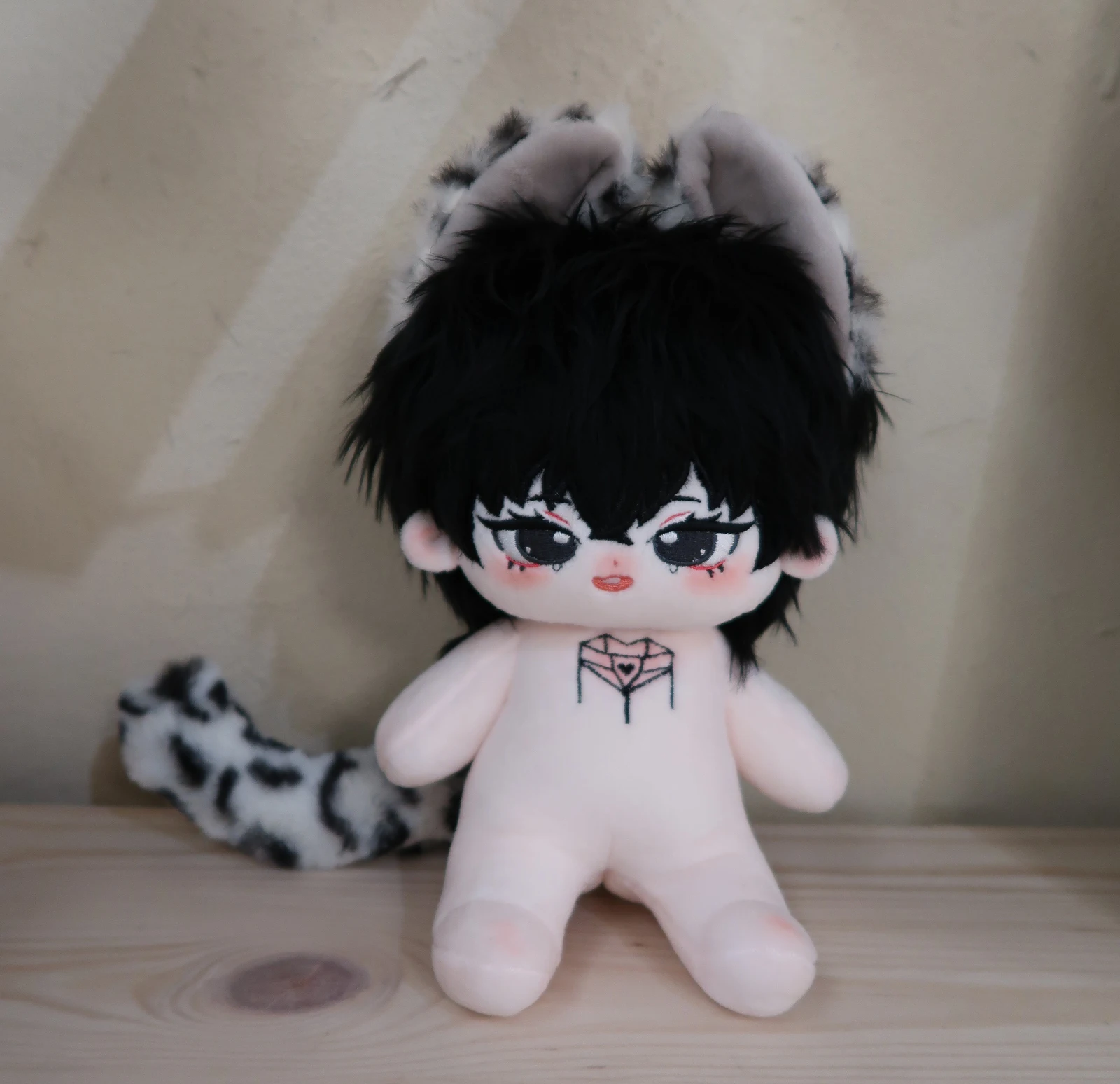 

Original No Attribute Leopard Print With Beast Ears Tail 20cm Plush Stuffde Doll No Attribute With Skeleton Boby Toy Gift Kpop
