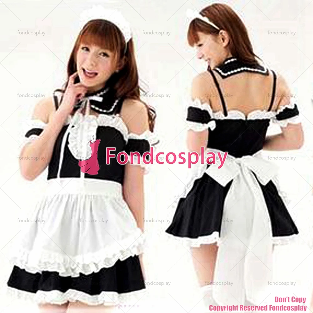 

tailor-made sexy adult dressing cross maid sissy short lockable black cotton dress white apron uniform tv/cd [g1617]