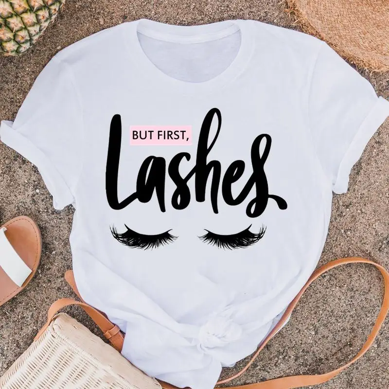 

Fashion Eyelashes Letter Cute 90s Casual Female Lady Shirt T Tee Short Sleeve Graphic T-shirts Women Wear Clothes Tshirt Top