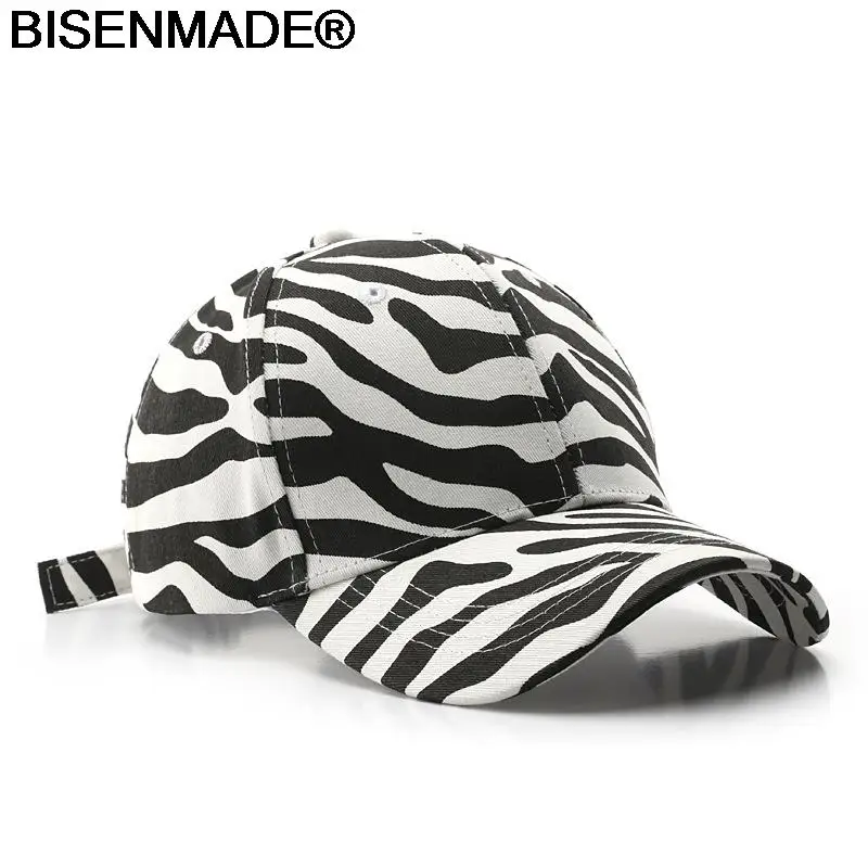 

Бейсболка BISENMADE для женщин, повседневная Снэпбэк Кепка, модная женская уличная Кепка от солнца, Кепка в стиле хип-хоп с принтом зебры, 2022