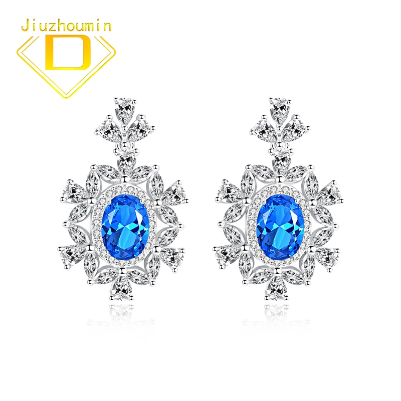 

Роскошные серьги из турмалина, изумруда, аквамарина, драгоценные камни для женщин, однотонные 925 Стерлинговое Серебро, сапфир, свадебные мод...