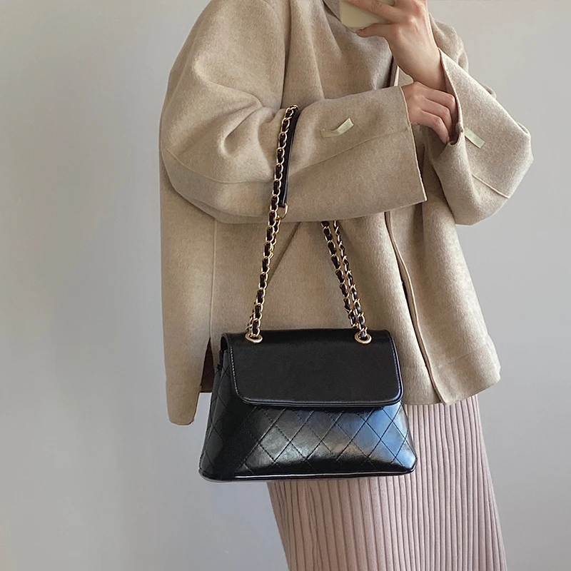 

Fashion Solid Color Crossbody Bag for Women Leather Chain Shoulder Bag Satchels Female Casual Concise Messenger Handbags