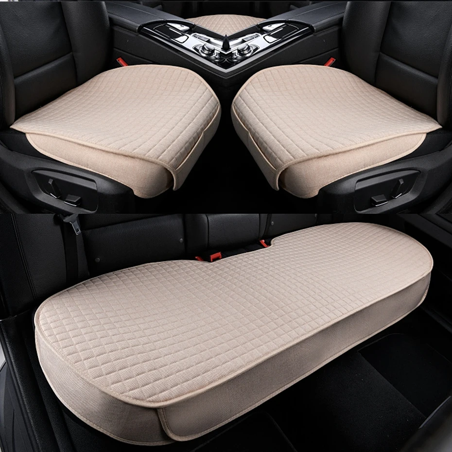 

Universal Car Seat Cover Flax Car Seat Cushion All Seasons Universal Non-Slip Protector Pad Fits for Sedan Front Chair Seat