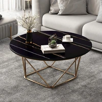 luxury simple coffee table living room nordic iron art white bedside table double layer marble mesa auxiliar round table 60z
