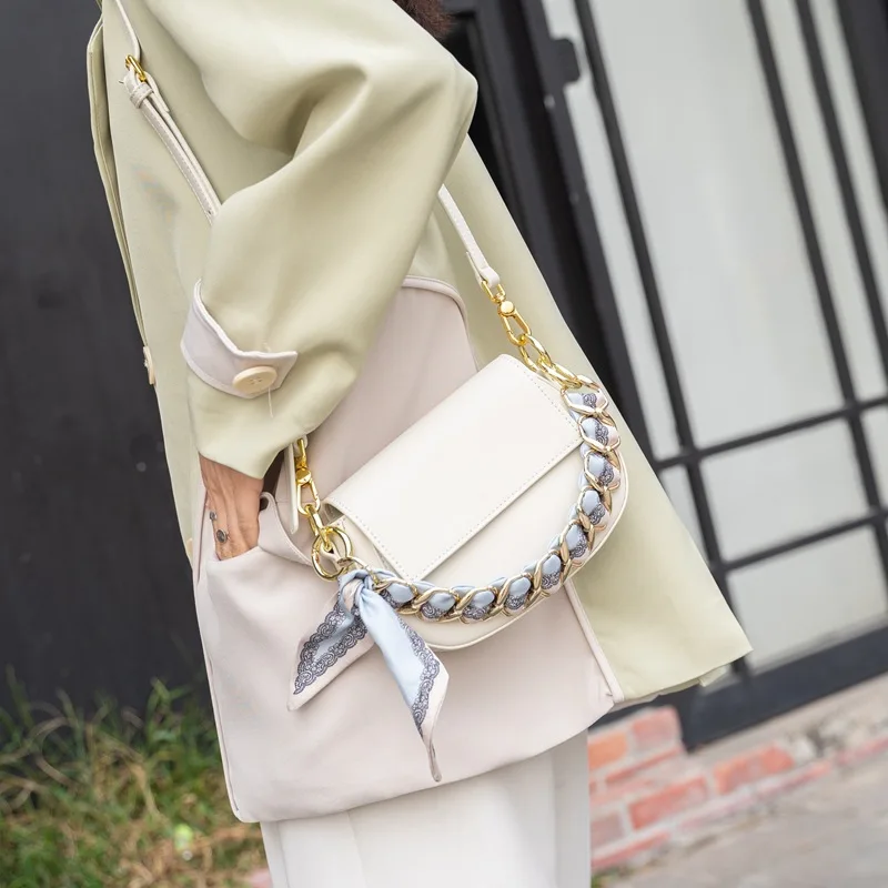 

Paparazzi Korean Style womens shoulder bag Genuin Leather chunk chain Crossbody bags for lady girl fashion evenning accessories