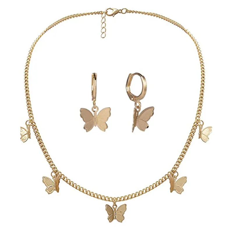 

Sweet Pearl Butterfly Necklace Bracelet for Women Vintage Temperament Clavicle Chain Necklace Female Trendy Accessories Jewelry