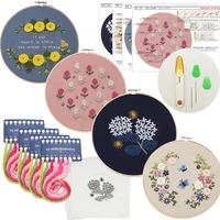 diy embroidery kit hand embroidery plant flowers 3d material wrapped cloth color thread tool kit home decoration painting