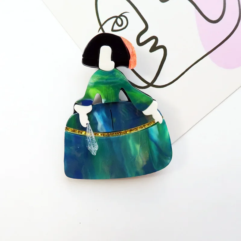 Фото YAOLOGE Personal Korean Style Cartoon Faceless Girl Brooch Acrylic Material Original Splicing Portrait Badge Party Gift Pins №4