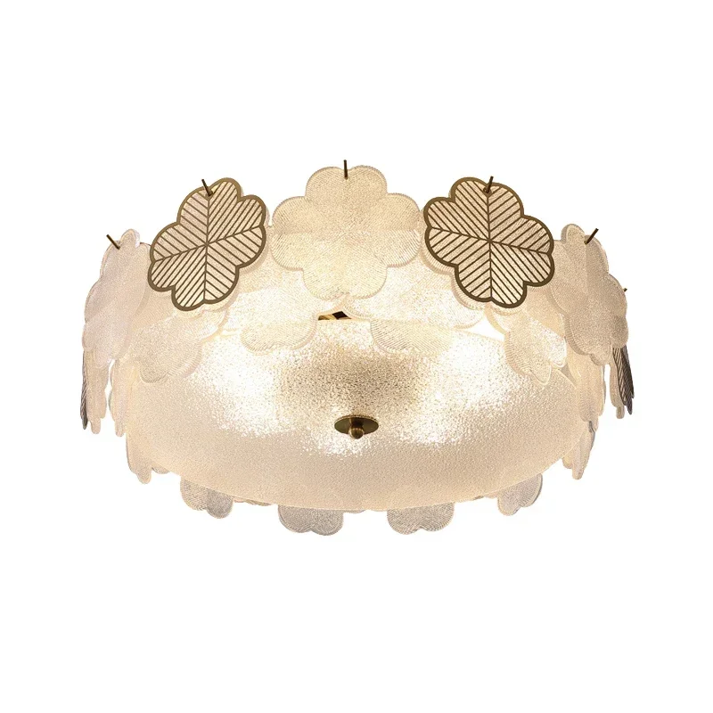 Французский 2024 белый четырехлистный клевер стеклянная потолочная лампа