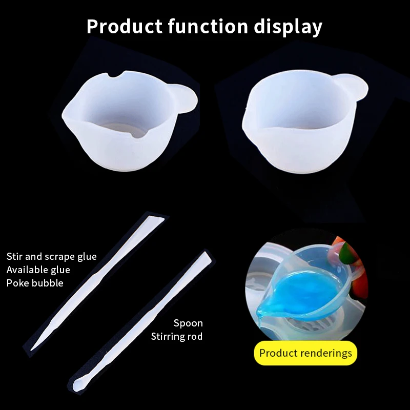 

Non-stick Silicone Washable And Reusable Measure Cup 250ml DIY Jewelry Making Tool Epoxy Resin Cups Mixing Cup Stirring Stick