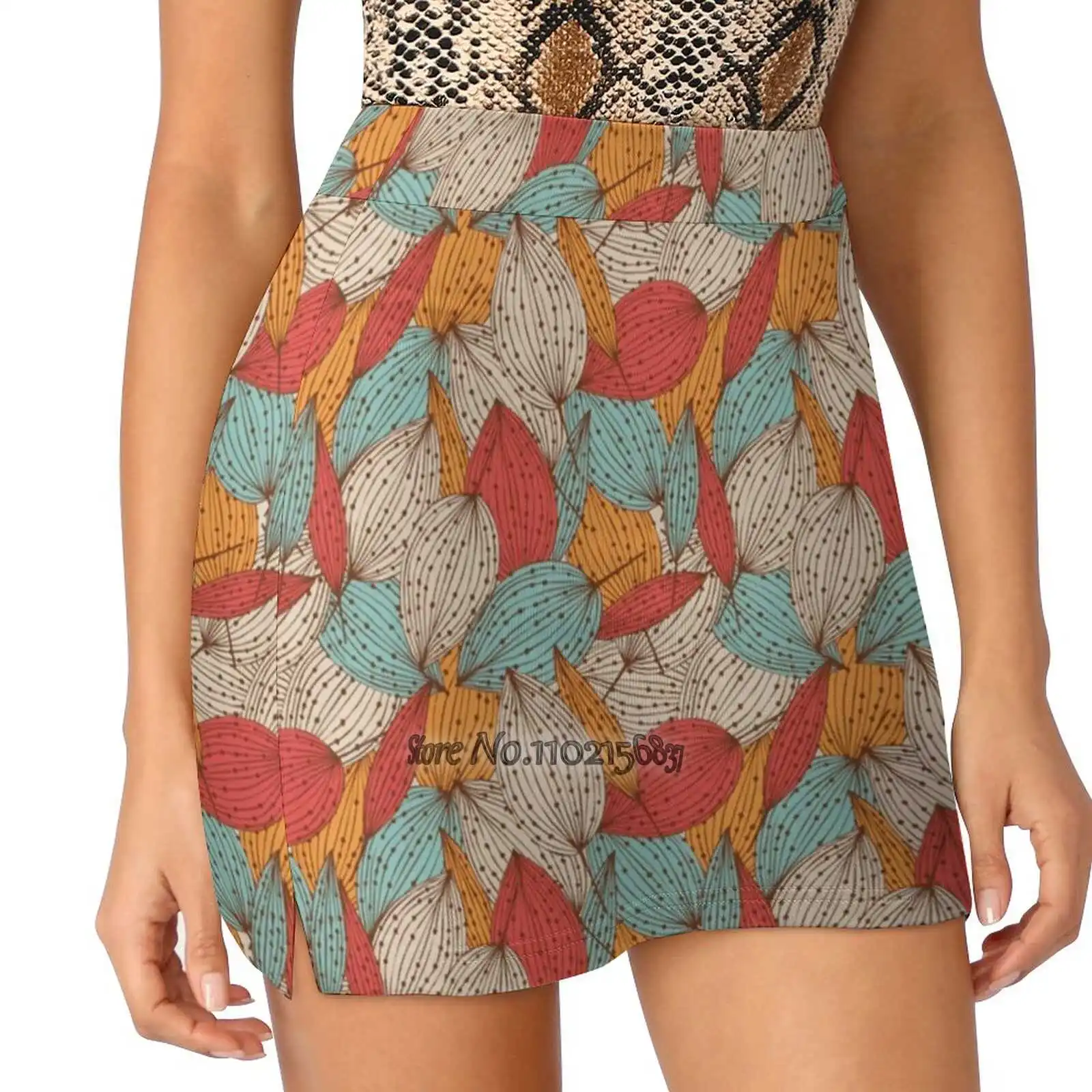 

Romantic Leaves S-4Xl Tennis Skirts Golf Fitness Athletic Shorts Skirt With Phone Pocket Leaf Summer Autumn Nature Tree Pattern