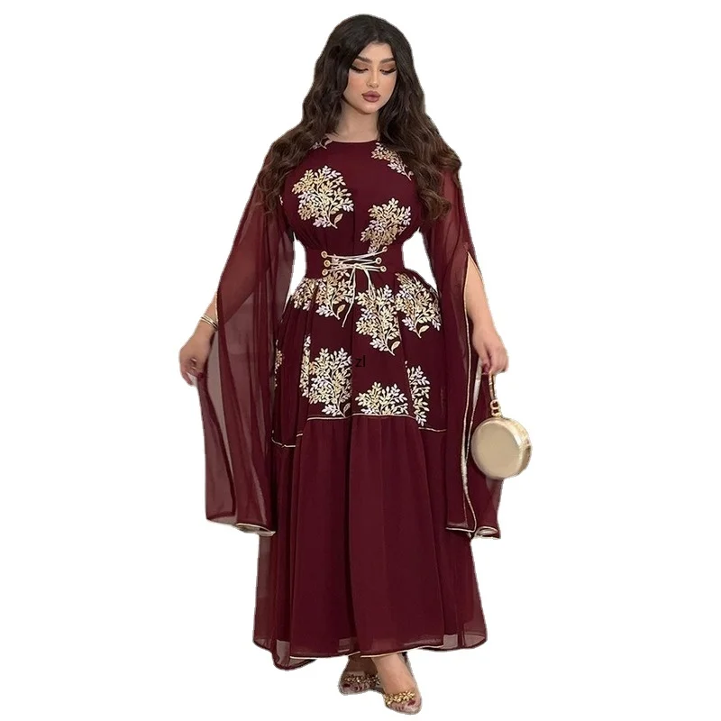 

Abayas For Women Dubai Arabic Turkish Islamic Clothing Muslim Fashion Evening Gowns Embroidery Floral Bohemian Kaftan Dresses