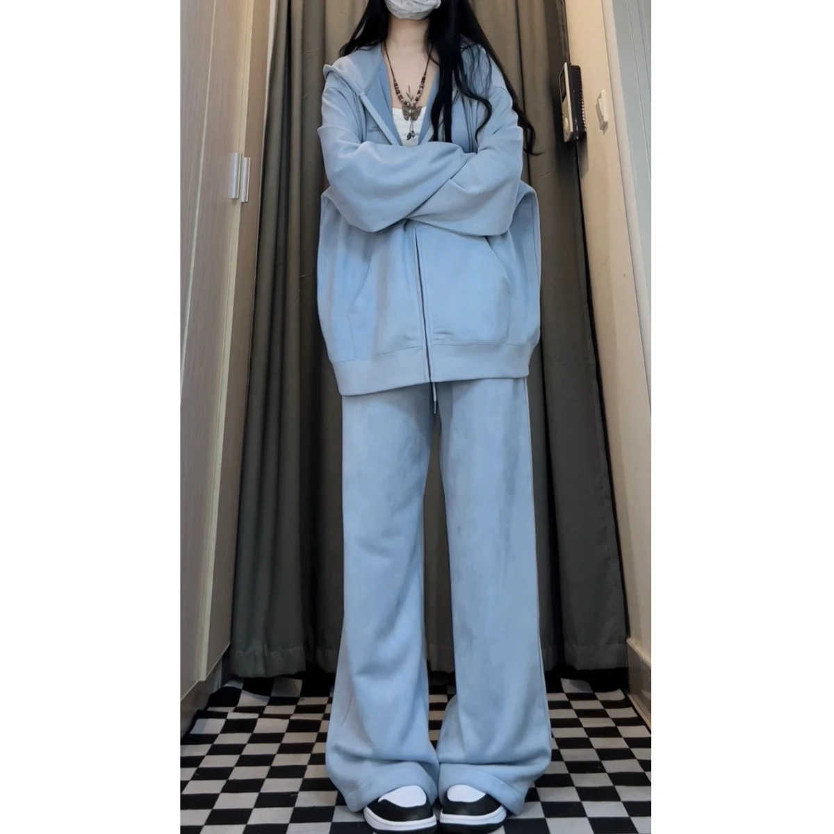 Ozhouzhan Loose Slimming Sports Set Women Autumn and Winter 2024 New Hoodie Trousers Casual Two-piece