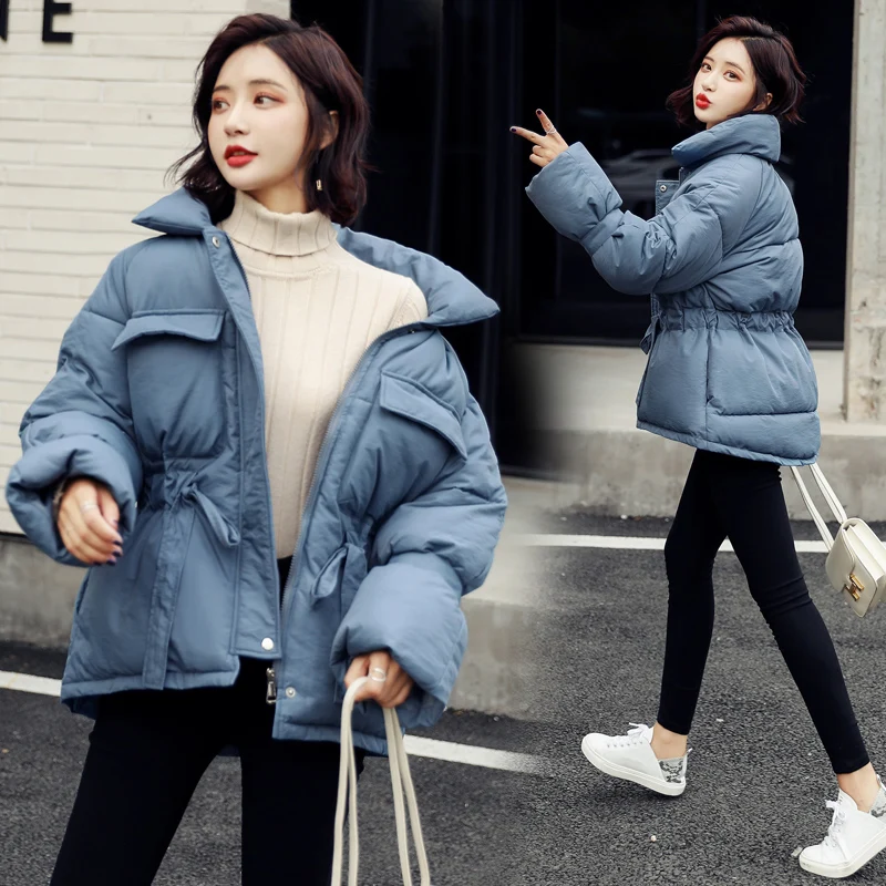 2023 New Winter Hooded Long Sleeve Solid Color Black Cotton-padded Warm Loose Big Size Jacket Women Parkas Fashion Outwear