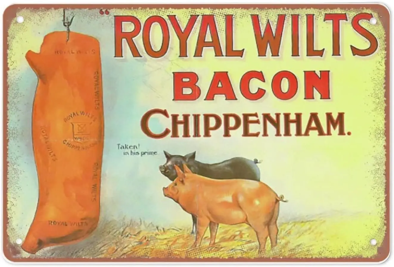 

Royal Wilts Bacon Chippenham Pig Vintage Style Metal Advertising Wall Plaque Sign Or Vintage Style Gift for Mom, Dad,