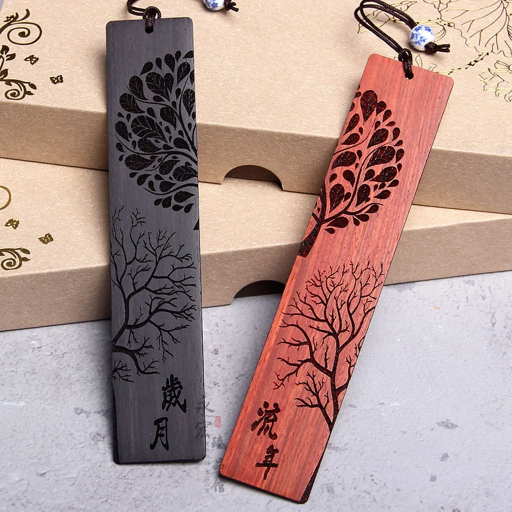 

Time Bookmark Rosewood Bookmark Couples Sign Laser Engraving Logo Cultural and Creative Gift bookmark metal bookmarks