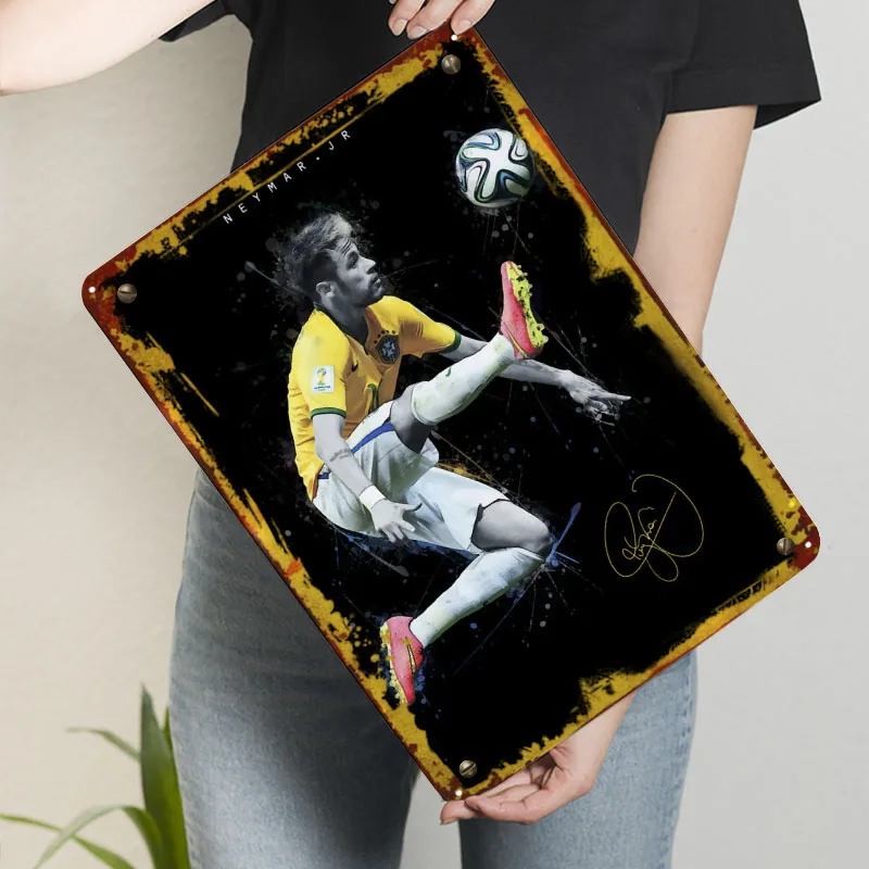 Неймар-младший футбольный художественный жестяной знак спортивный плакат