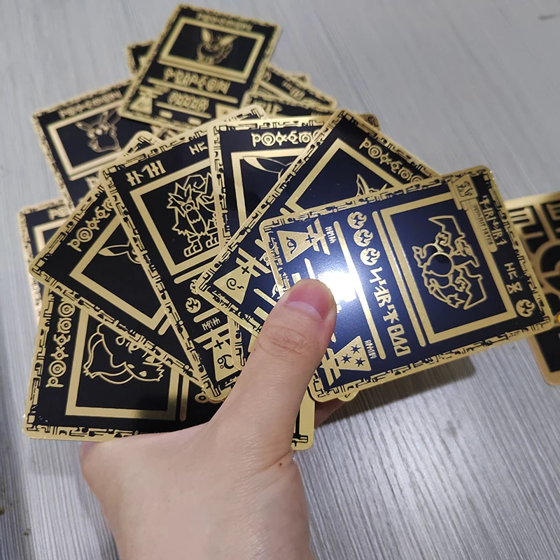 2022 Покемон железные карты черный металл Пикачу Mewtwo Eevee Сквиртл блестящие буквы