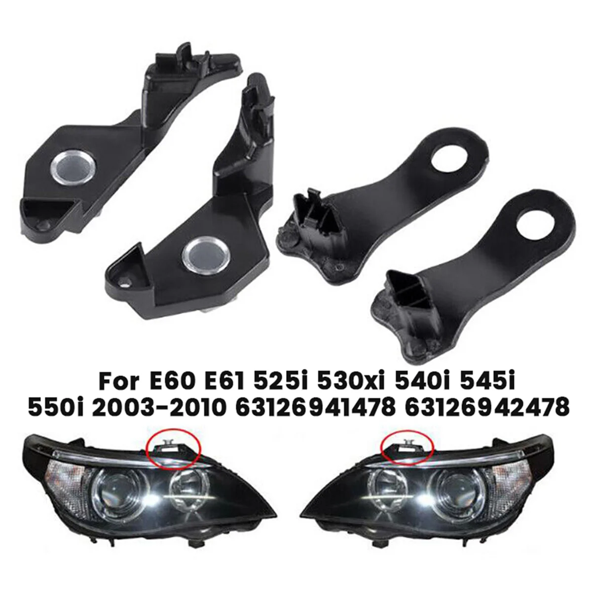 1 пара ремонтных комплектов кронштейна передней фары для BMW E60 E61 525i 530xi 540i 545i 550i