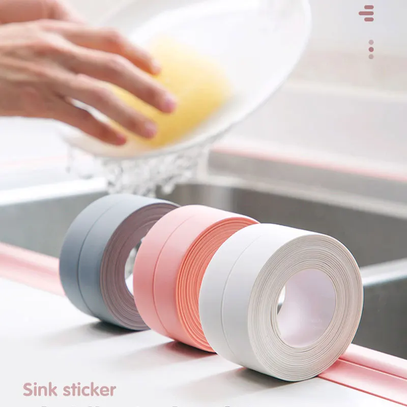 

3,2 м, уплотнительная лента для ванной и кухни, s Наклейка для душа, раковины, ванны, уплотнительная лента, белая ПВХ самоклеящаяся Водонепрони...