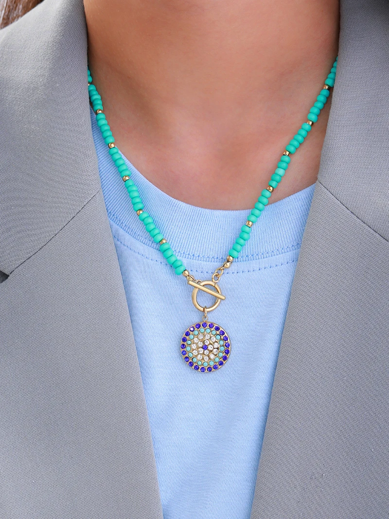 Цепочка с подвеской из натурального камня ожерелье для женщин нержавеющей стали