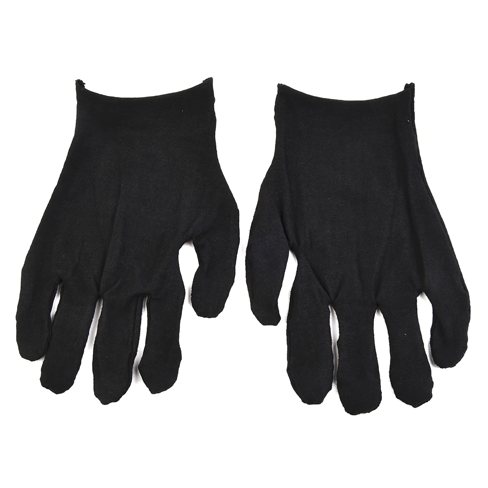 

12 Pairs Black Cotton Gloves Soft Large Sensitive Cleaning Dry Moisturizing Daily Comfortable Practical Working Thin Gloves