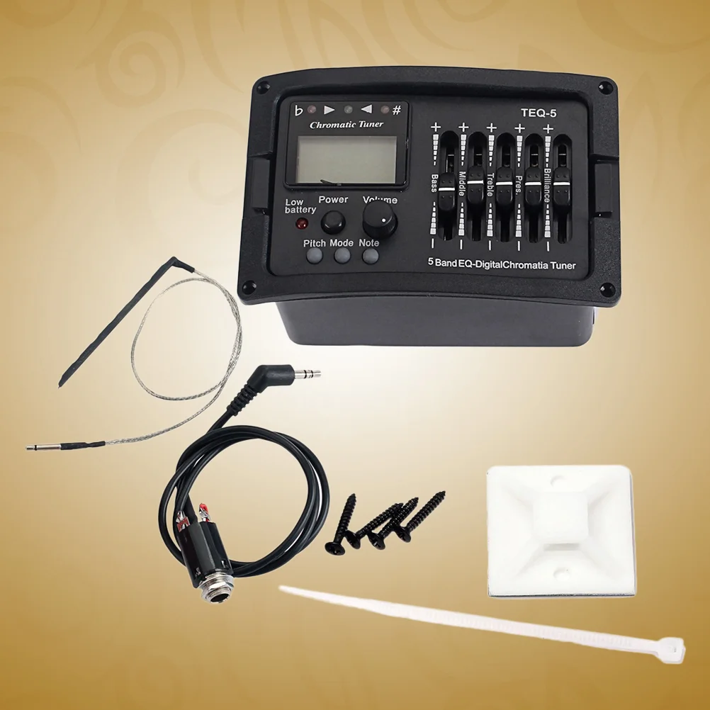 

1 Pc 5 Band Equalizer Pickup Acoustic Guitar Tuner with Volume Control Middle Control Presence Control Treble Control
