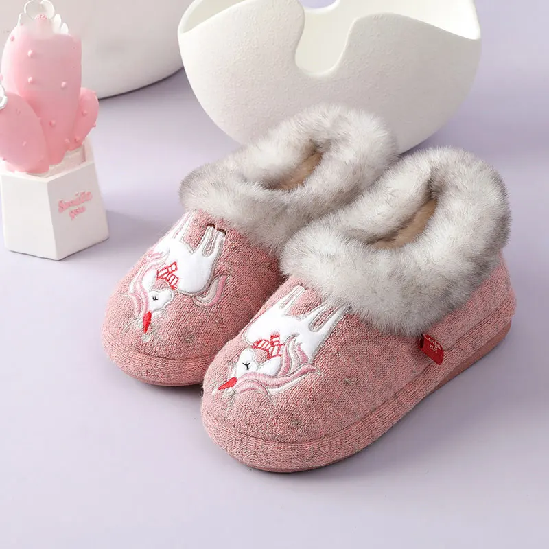 

Litfun New Children Plush Slippers Winter Warm Cartoon Cotton Shoes For Kids Cute Cozy Home Antiskid Floor Indoor Casual Shoes