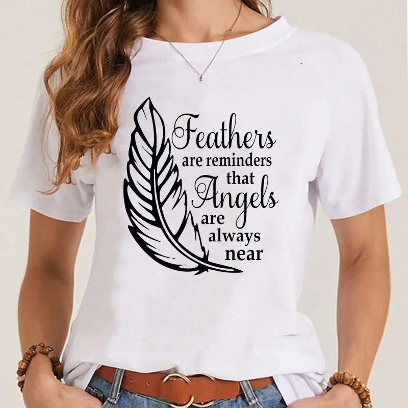 Женская оригинальная Модная креативная футболка с перьями вдохновляющая