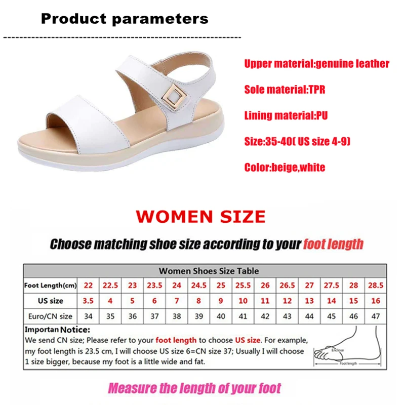 WOIZGIC Women's Female Ladies Genuine Leather Platform Sandals Shoes Summer Cool Beach Non Slip On