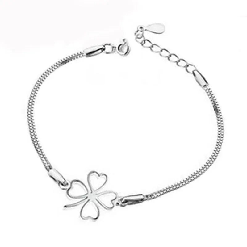 

New 925 Sterling Silver Bracelet Four Leaf Clover Bracelet for Woman Glamour Jewelry Gift
