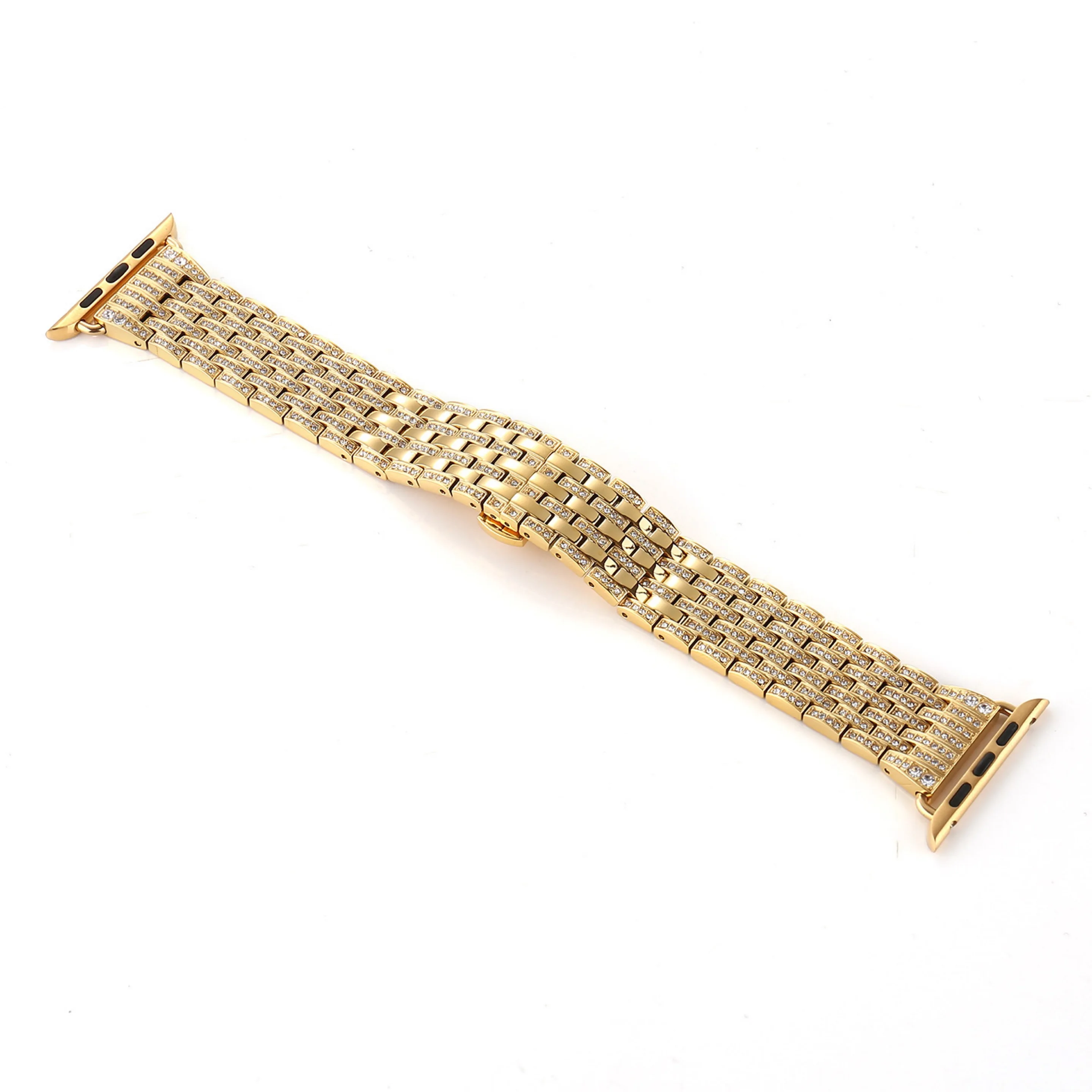 Luxury Diamond Stainless Steel Bracelet For Apple Watch Series 1 2 3 38mm 40mm  iwatch 4 5 6 44mm 42mm Womens Metal Wristband