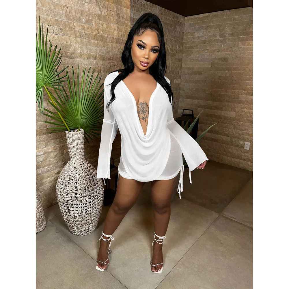

Chocomist Two-pieces Sexy Beach Wear Backless Gauze Women Dress Set