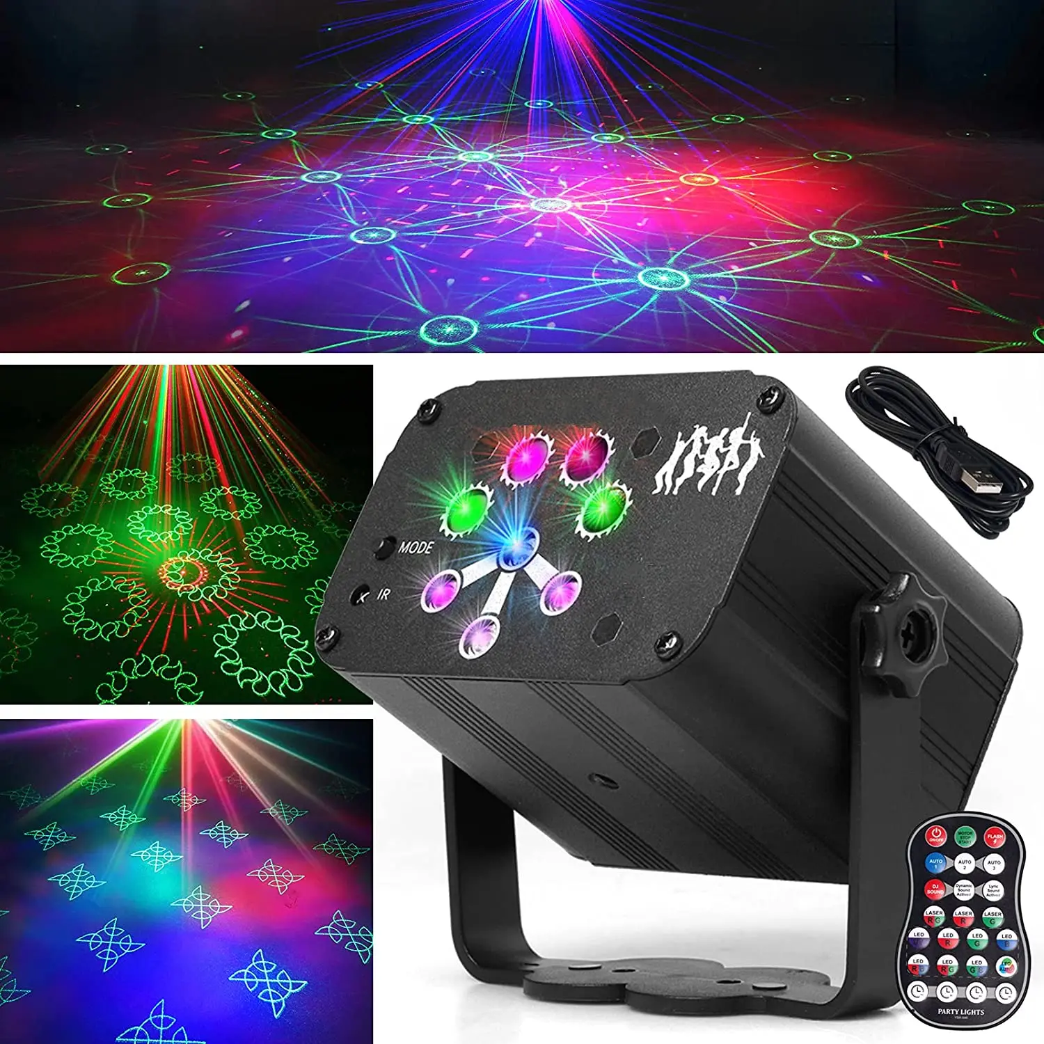 LED DJ Disco Lights 8 Beam 240 Patterns Laser Projector Light Room Decoration Stage Lighting Effect for Bar Club Party