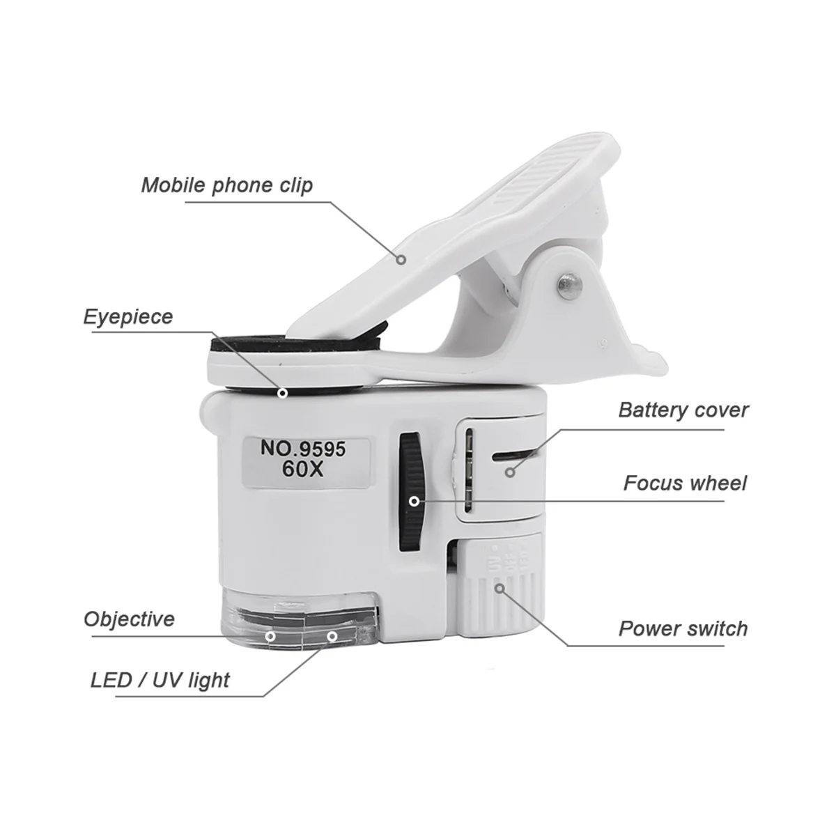 Универсальная 60-кратная портативная мини-камера со светодиодной лампой