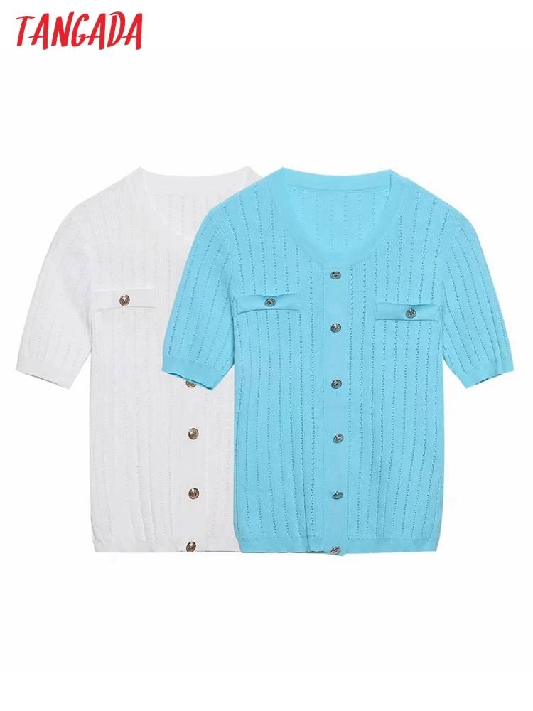 

Свитер женский трикотажный на пуговицах с коротким рукавом, 6H72