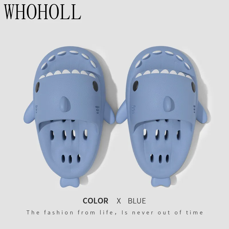 Man Women Cartoon Shark Slipper Bathroom Adult Couples Non Slip Bathroom Hollow Out Slippers Indoor Home Funny Slides Sandals